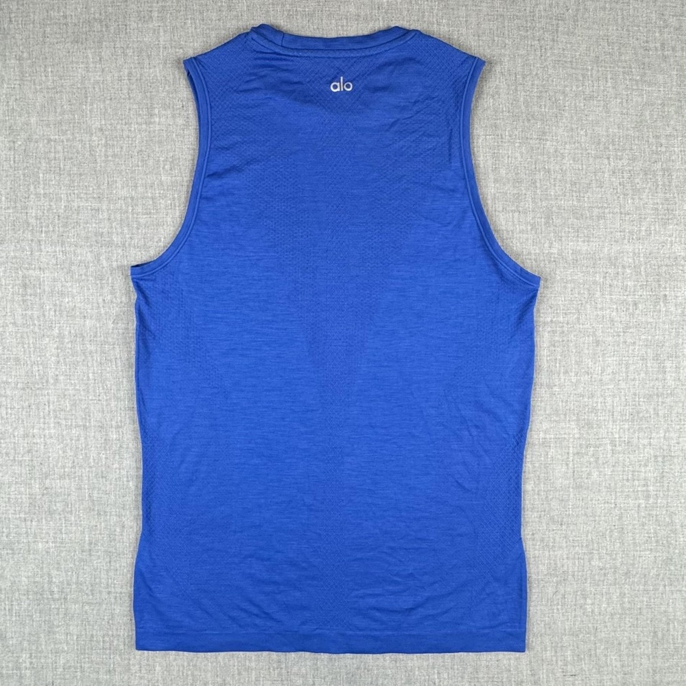 Alo Tank Top Mens Small Blue Sleeveless Seamless Lightweight Yoga Gym Athletic - Picture 2 of 7